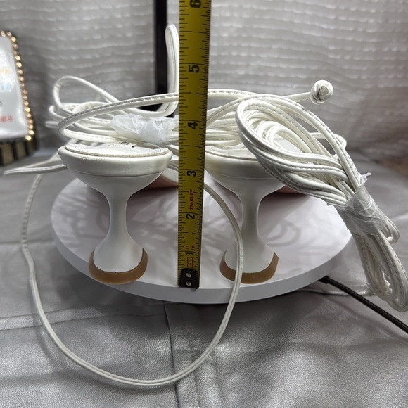 (H5) Zzheels Square Toe Lace-Up Chunky Heel Strappy Sandals,Various Sizes White - Picture 6 of 9